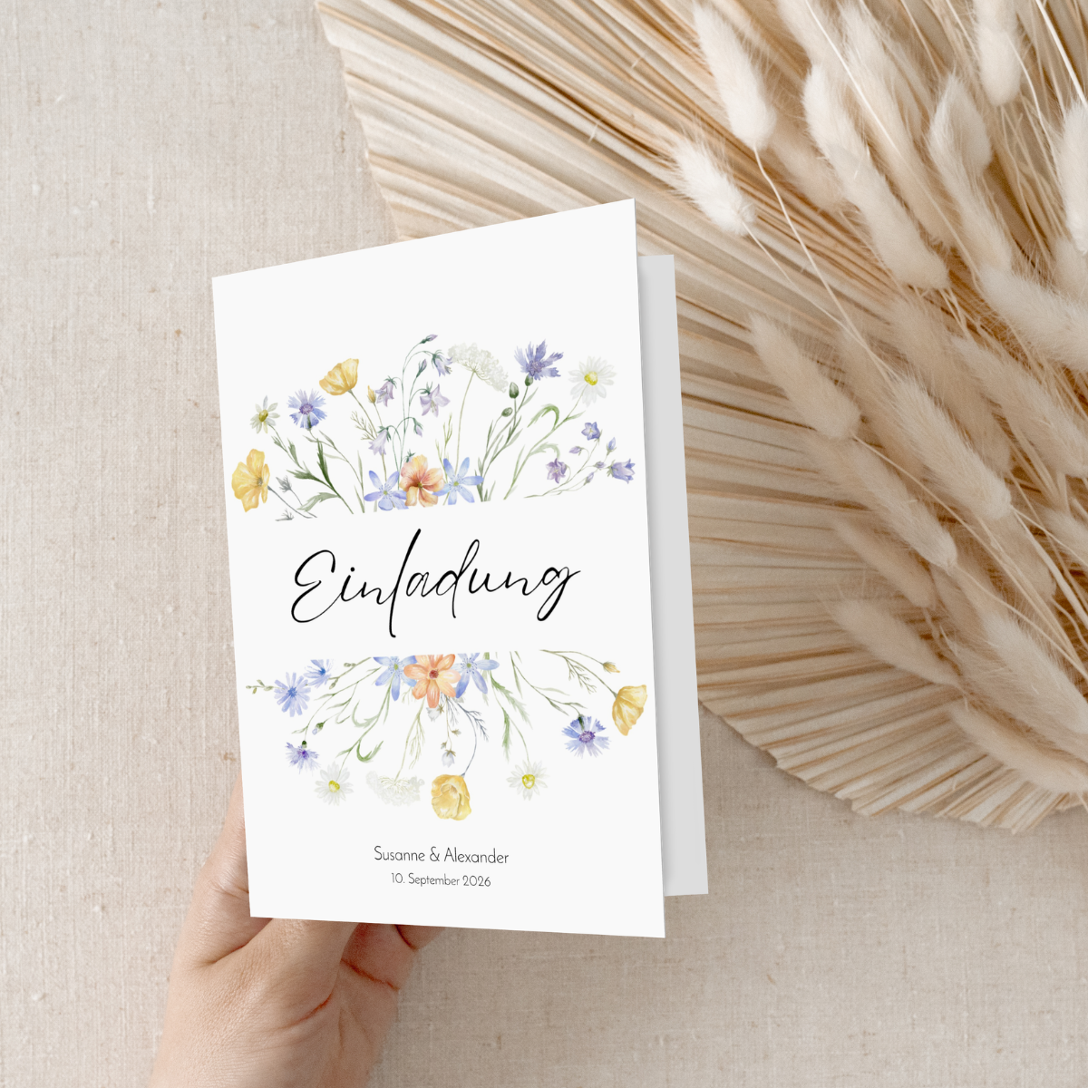 Einladungskarten Hochzeit Wildblumen personalisierbar - 10 Stück