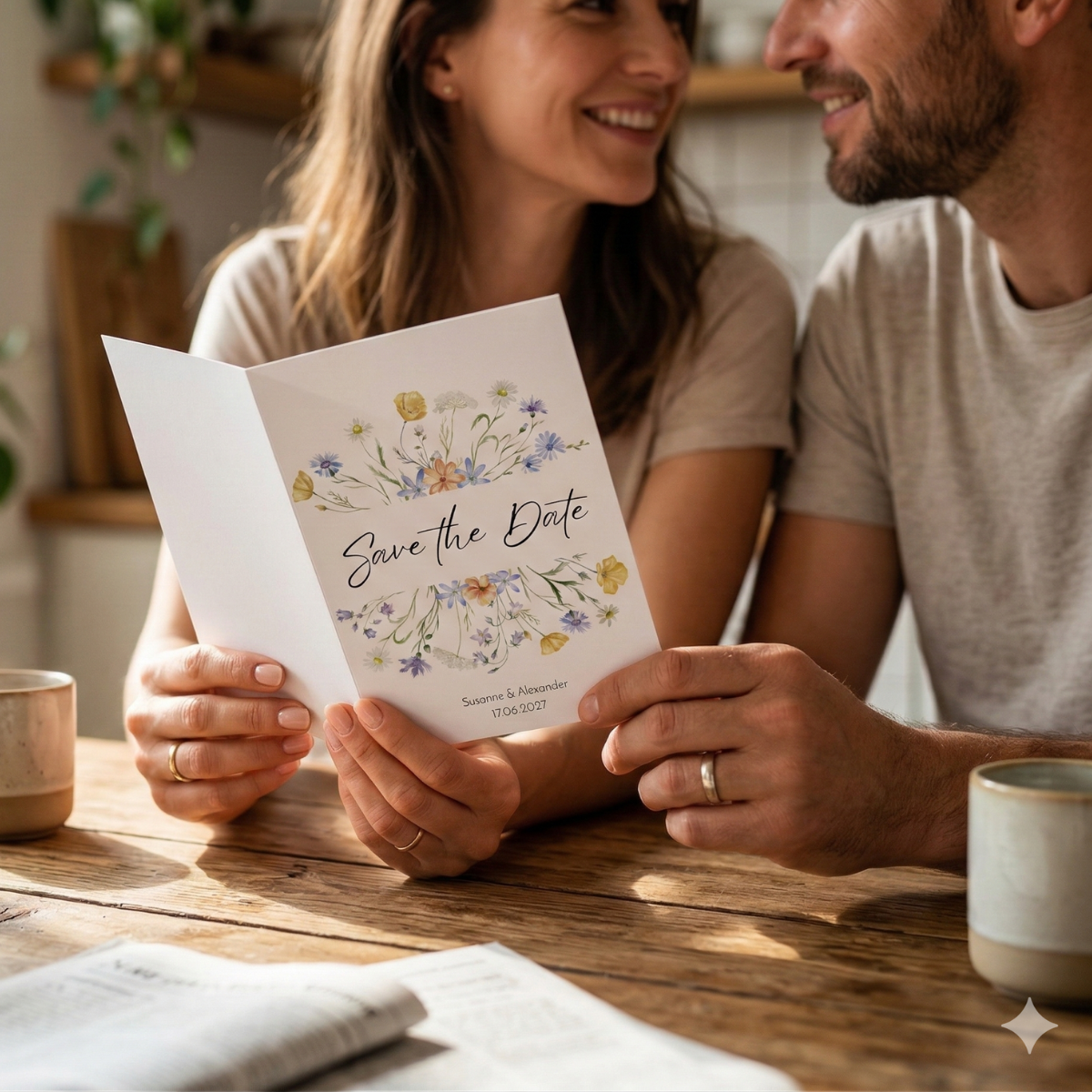 Personalisierte Save the Date Karten Wildblumen – 10 Stück