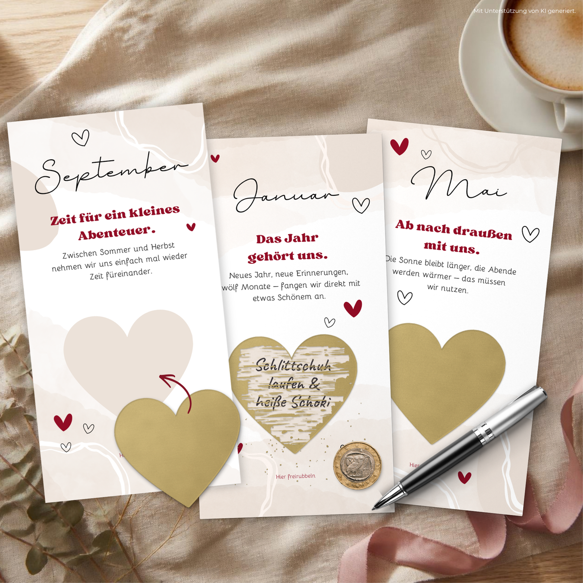 Date-Ideen für Paare *Zweisam durch das Jahr* Rubbelkarten
