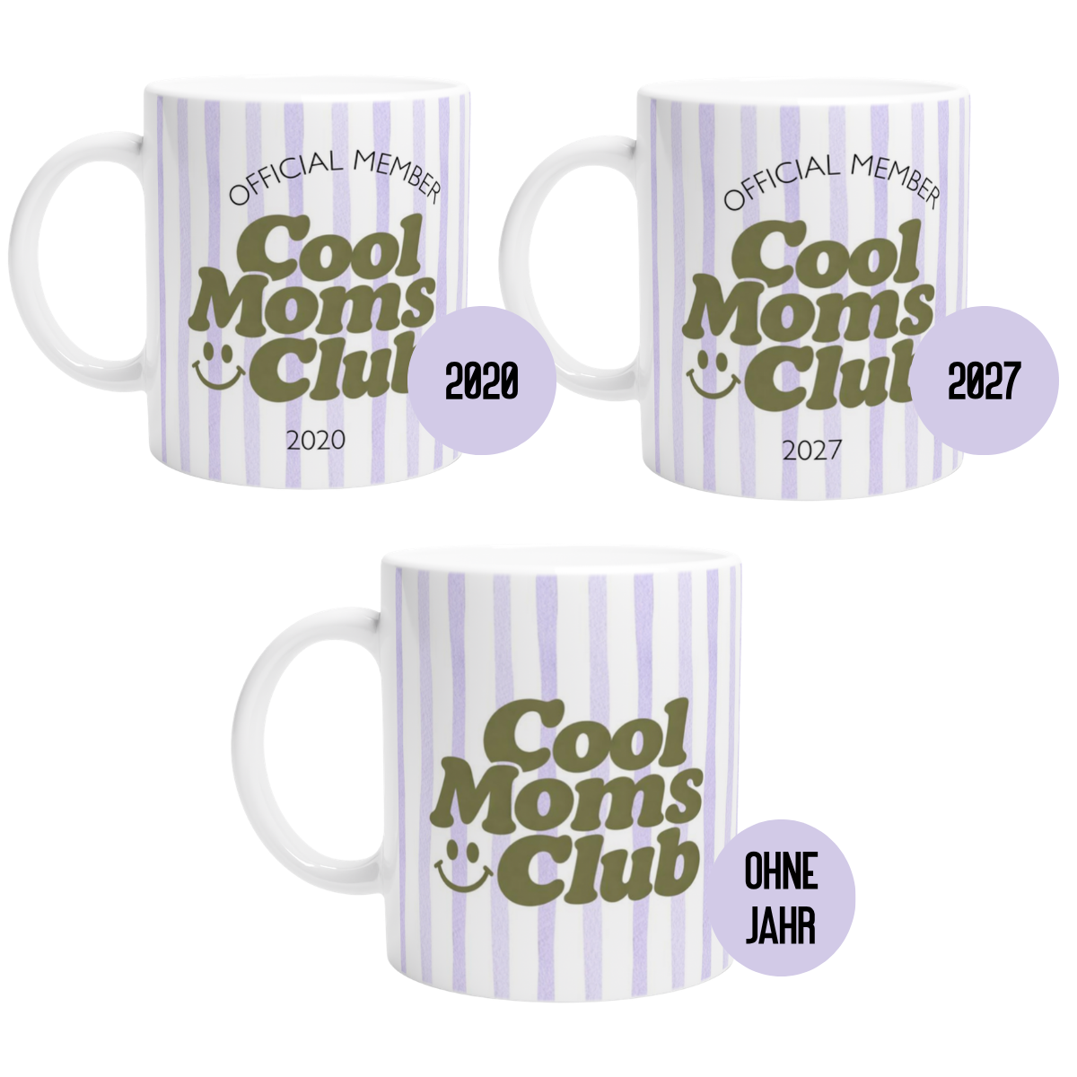 Tasse Cool Moms Club Lila (2020 bis 2027 oder ohne Jahreszahl)