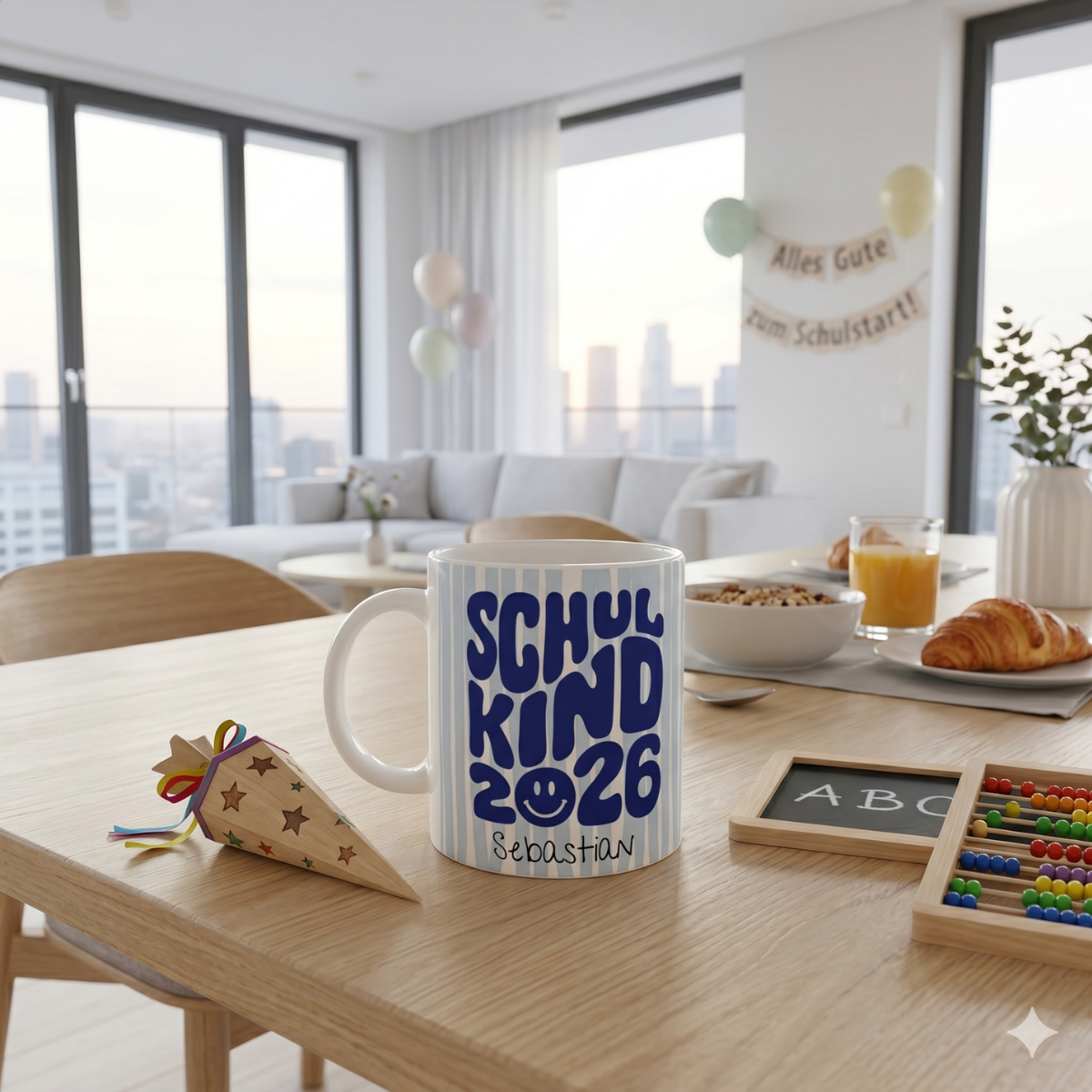 Tasse Schulkind 2026 Blau mit Namen