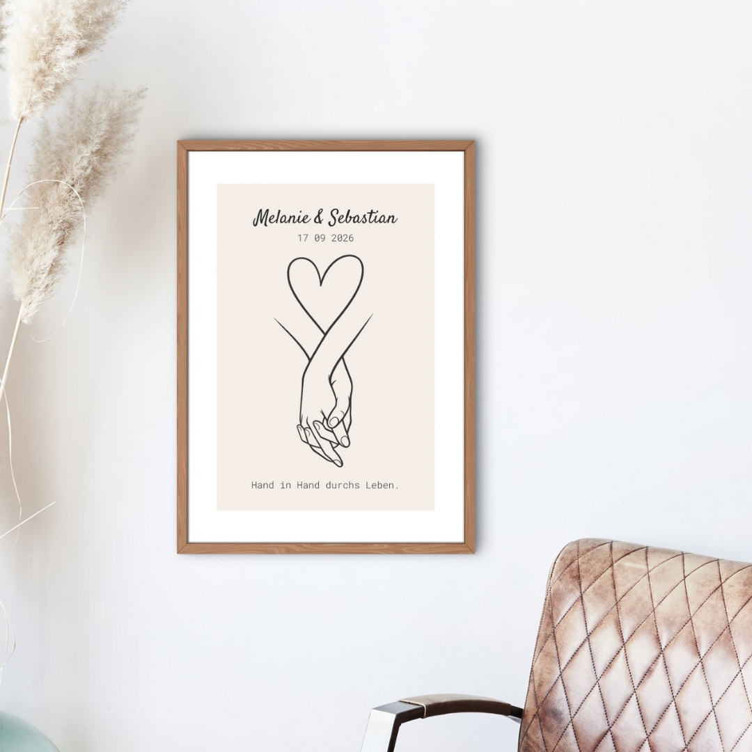 Poster Wandbild personalisiert - Hand in Hand durchs Leben
