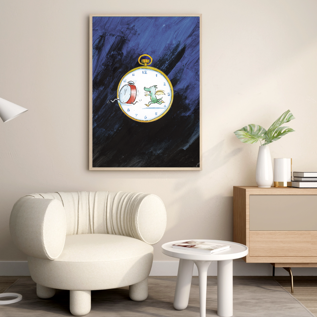 Tabaluga mit der Uhr – Poster für kleine Träumer & Zeitläufer