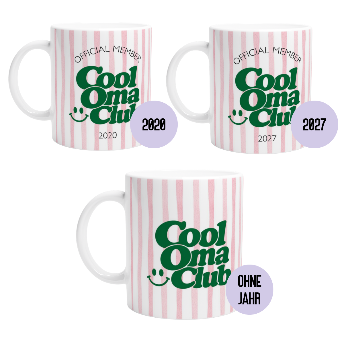 Tasse Cool Oma Club Rosa (2020 bis 2027 oder ohne Jahreszahl)