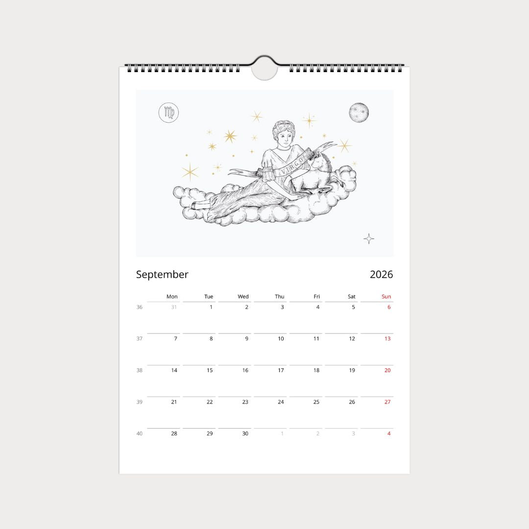 Zodiac Sternzeichen Kalender 2026 (Englisch)