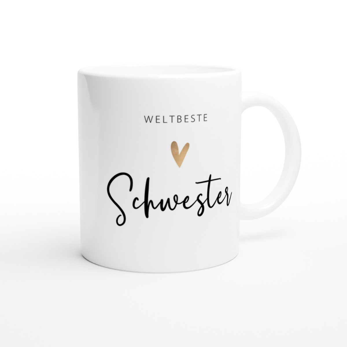 Tasse Weltbeste Schwester 330ml einfarbig mit / ohne Personalisierung