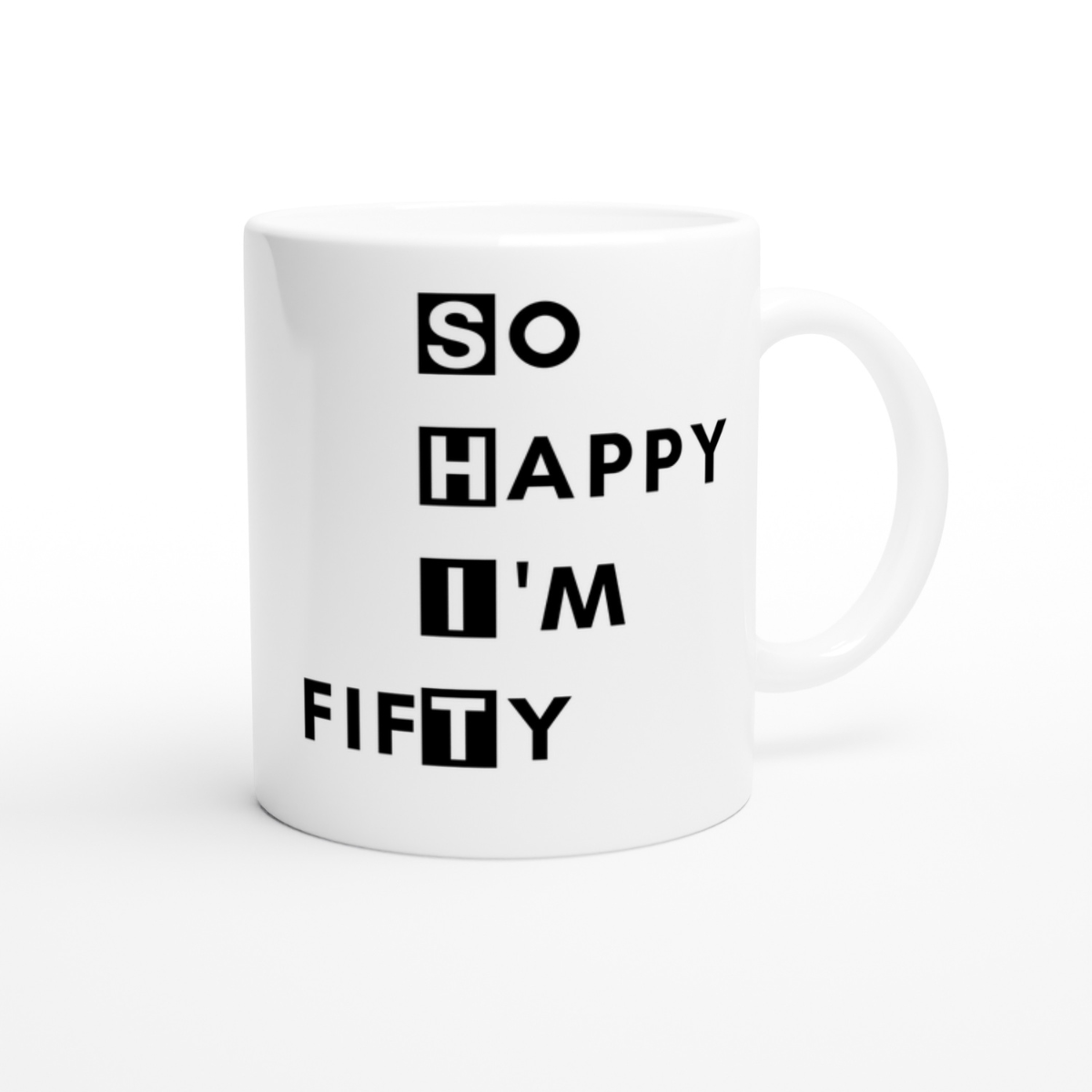 Tasse So Happy I’m Fifty 50. Geburtstag 330ml einfarbig mit / ohne Personalisierung