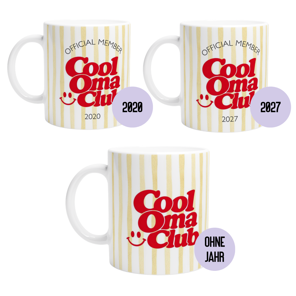 Tasse Cool Oma Club Gelb Rot (2020 bis 2027 oder ohne Jahreszahl)