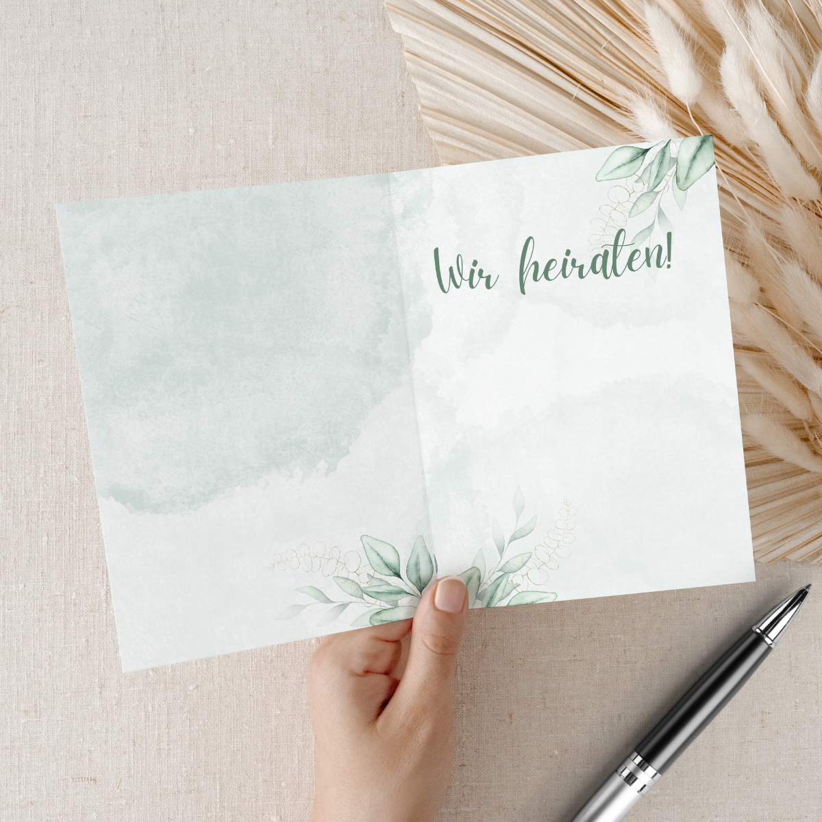 Personalisierte Save the Date Karten Eucalyptus – 10 Stück