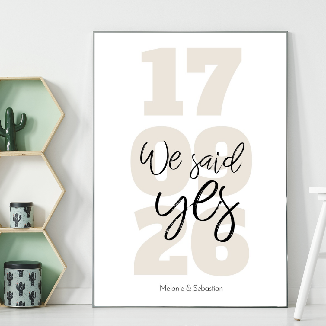 Wandbild Poster personalisiert – We said yes