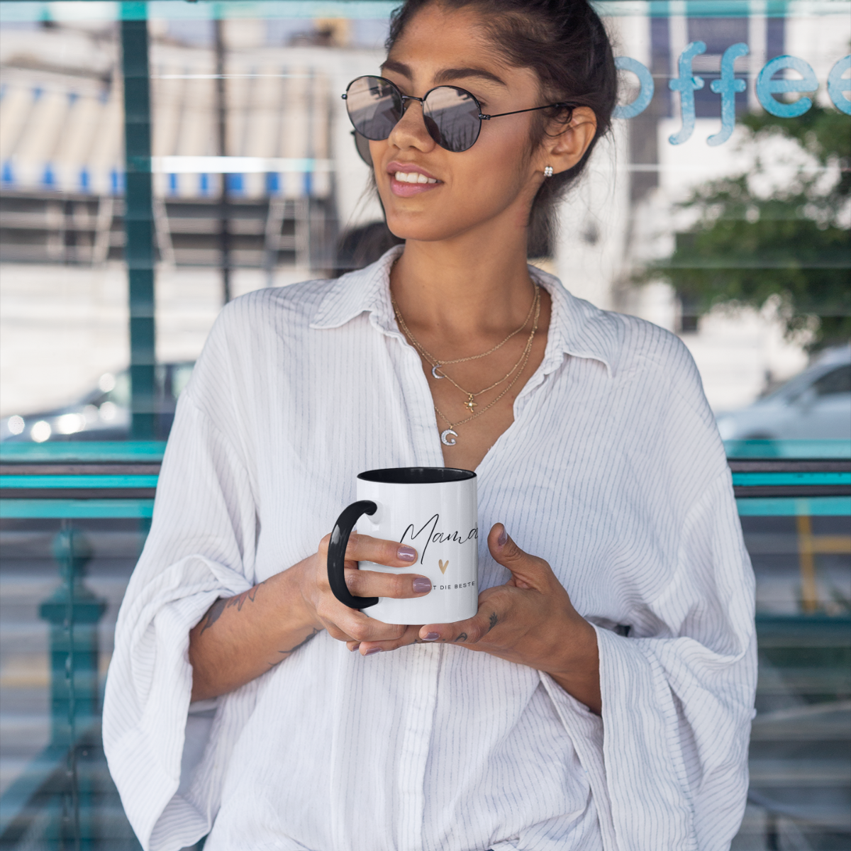Tasse Mama du bist die Beste goldenes Herz – 4 Farben