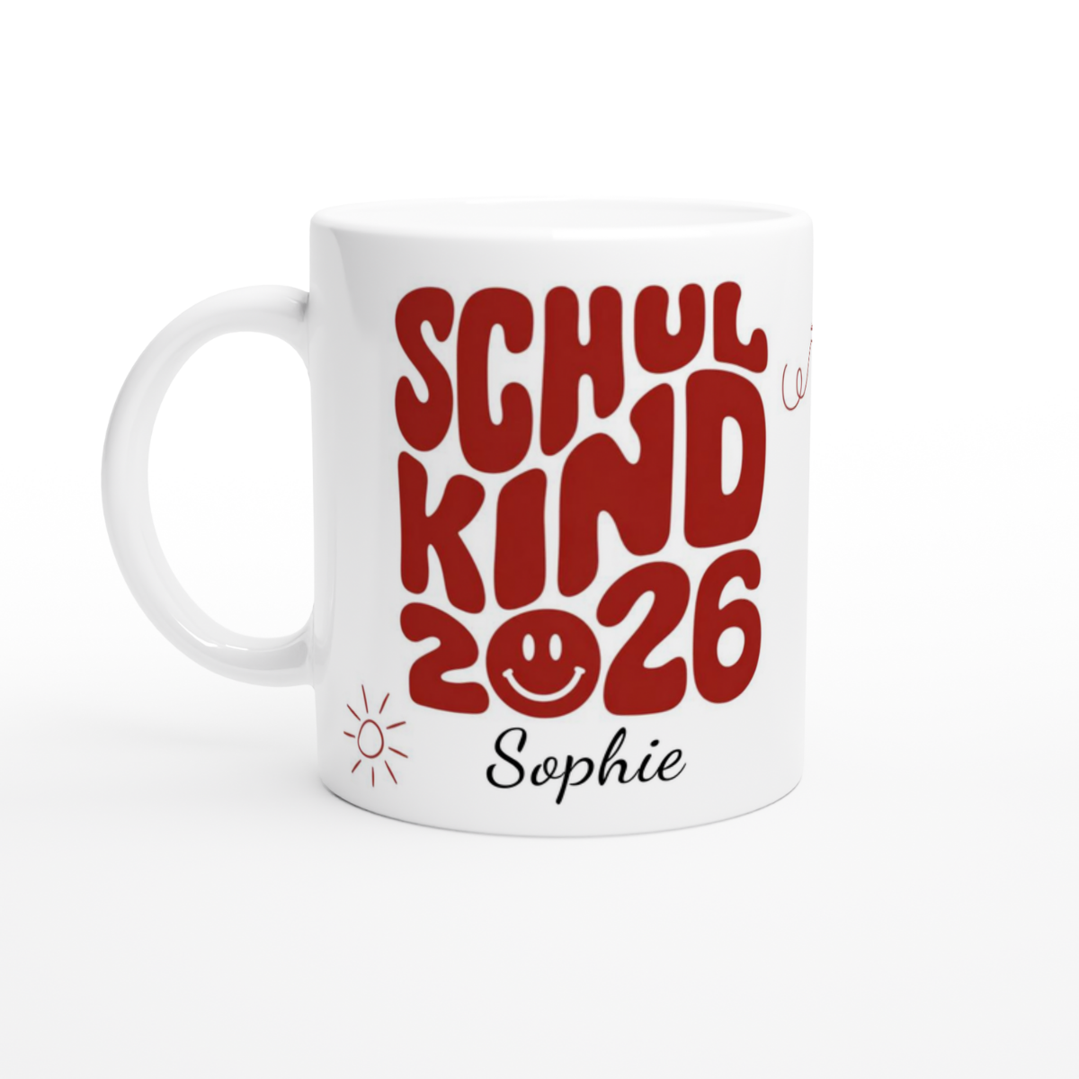 Tasse Schulkind 2026 Rot mit Name