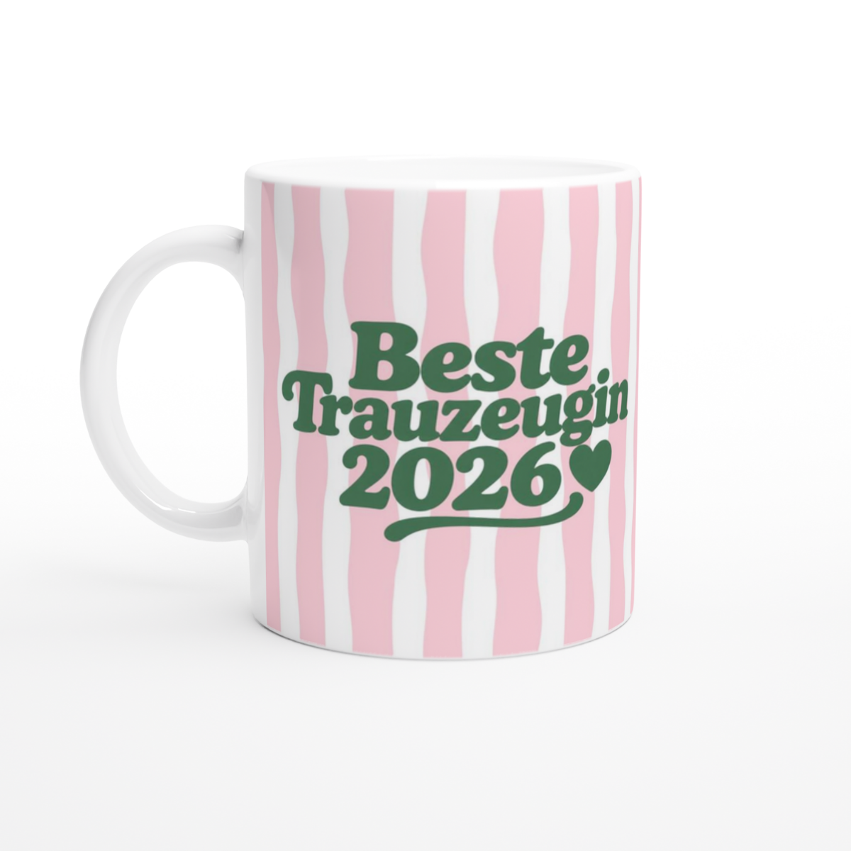 Tasse Beste Trauzeugin 2026 oder 2027 rosa/grün