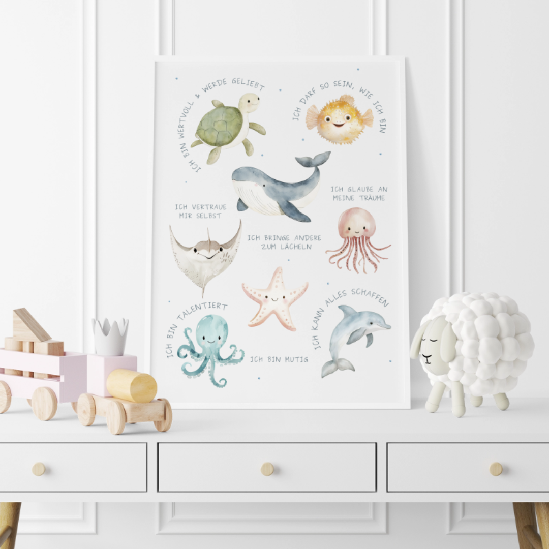 Affirmations Poster Kinder Meerestiere 1-teilig DIN A3
