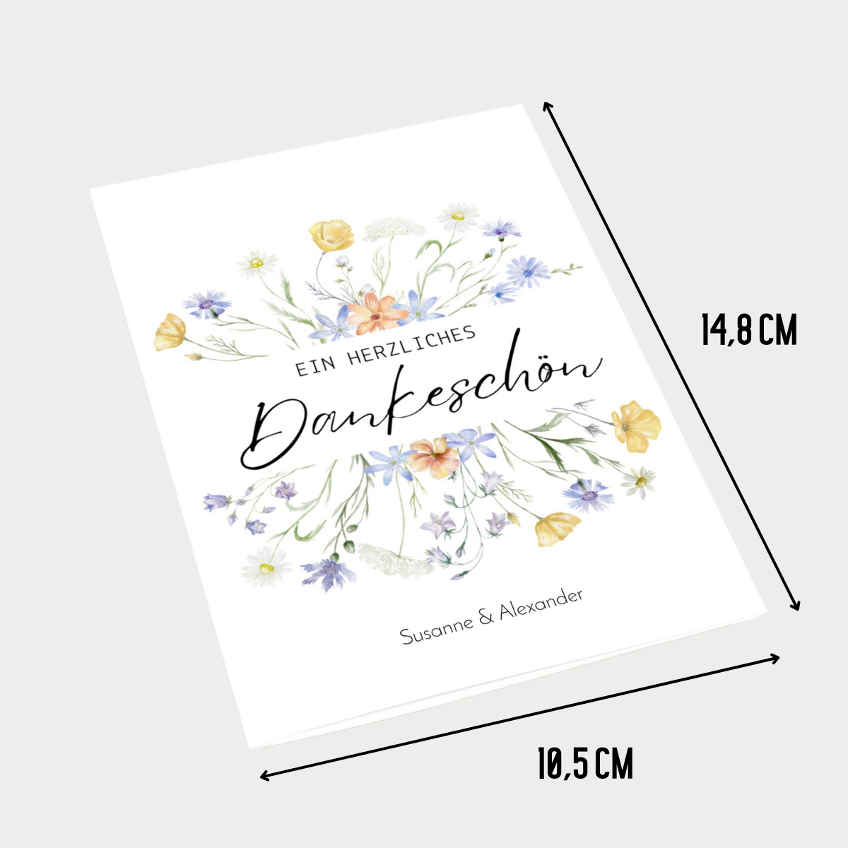 Dankeskarten Wildblumen personalisierbar - 10 Stück