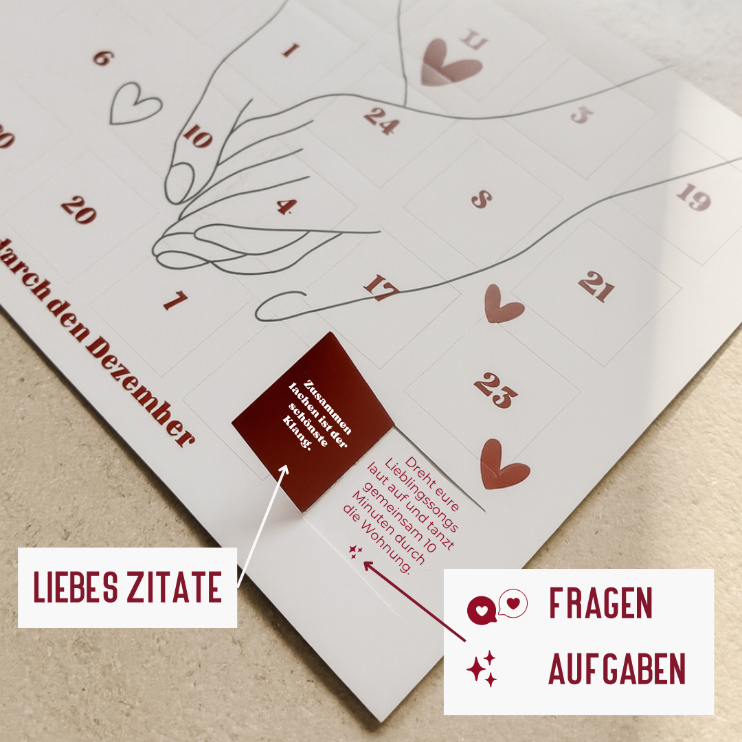 Adventskalender Paare Liebe Fragen & Aufgaben