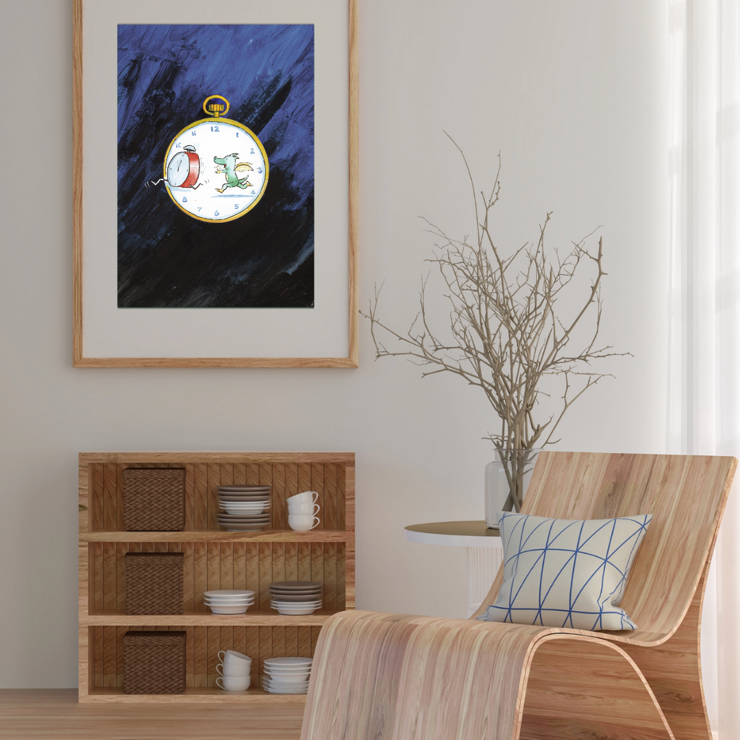 Tabaluga mit der Uhr – Poster für kleine Träumer & Zeitläufer