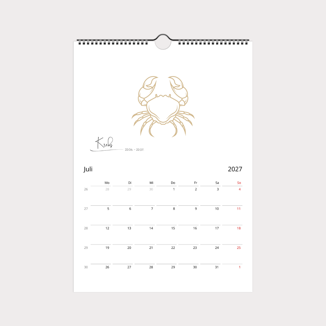 Sternzeichen Kalender 2027 trifft Design | Wandkalender A4
