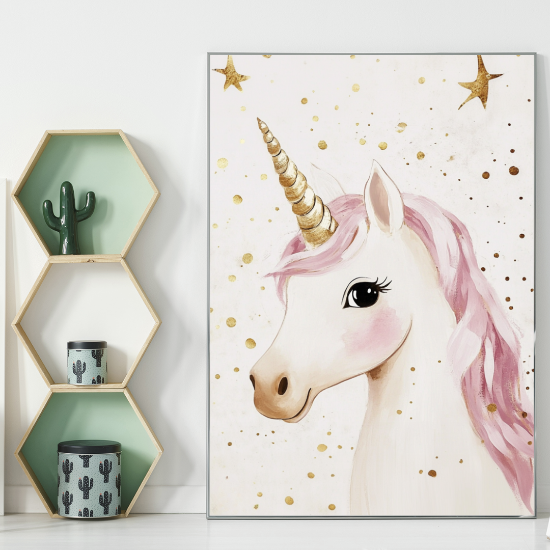Poster Einhorn Aquarell Kinderzimmer 1-teilig DIN A4-A1