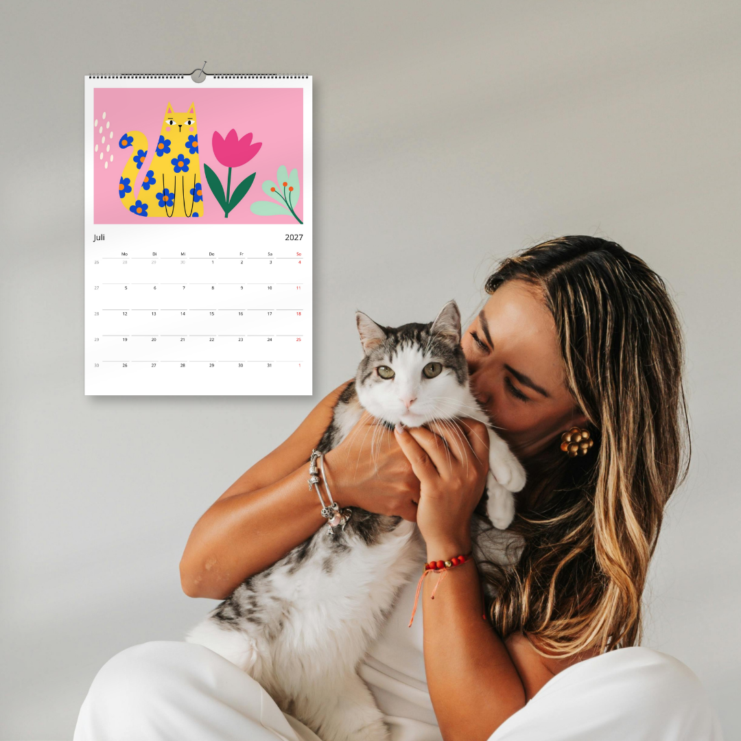 Abstrakter Katzenkalender 2027 Retro Stil