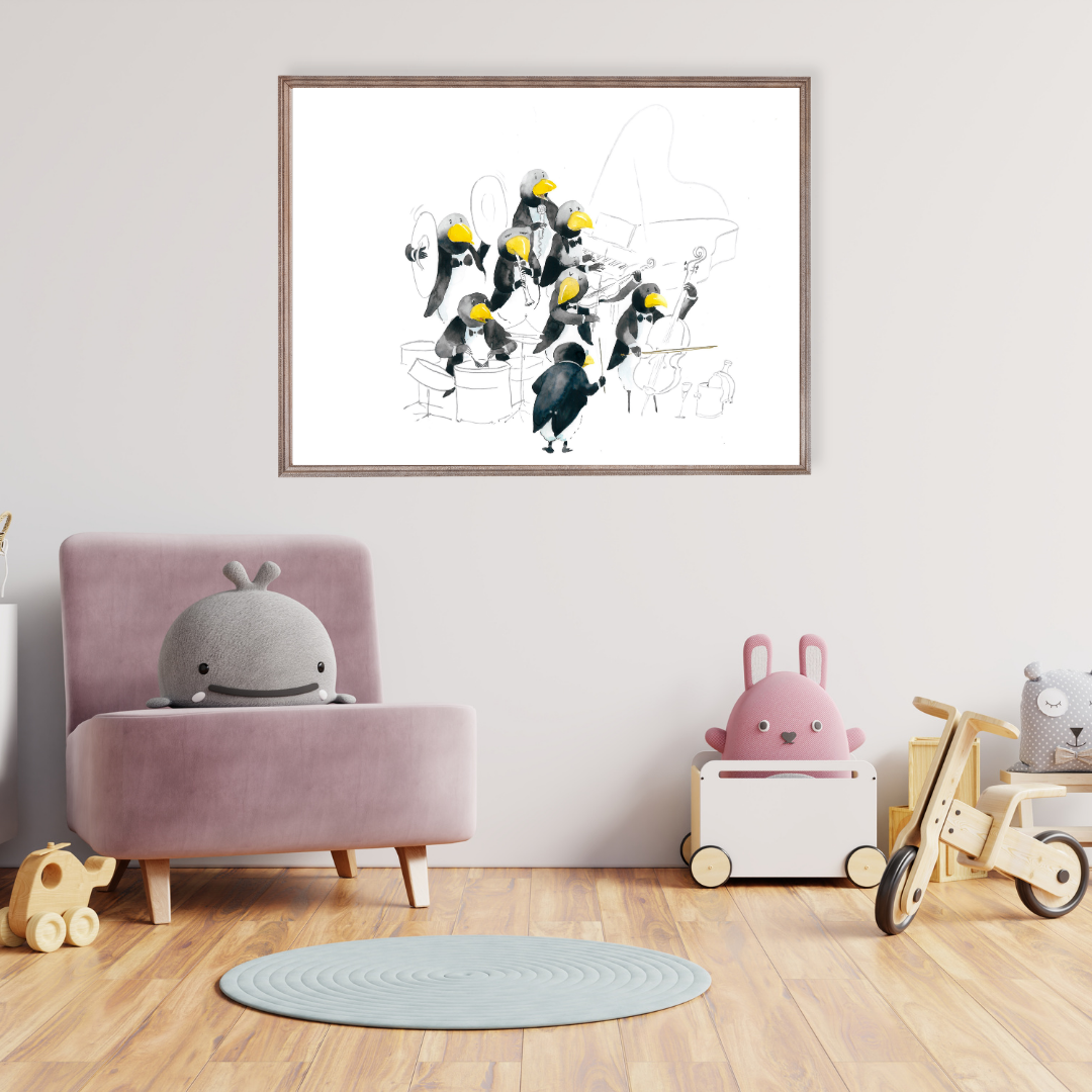 Poster TABALUGA Originalmotiv – Hingebungsvolles Pinguin-Orchester