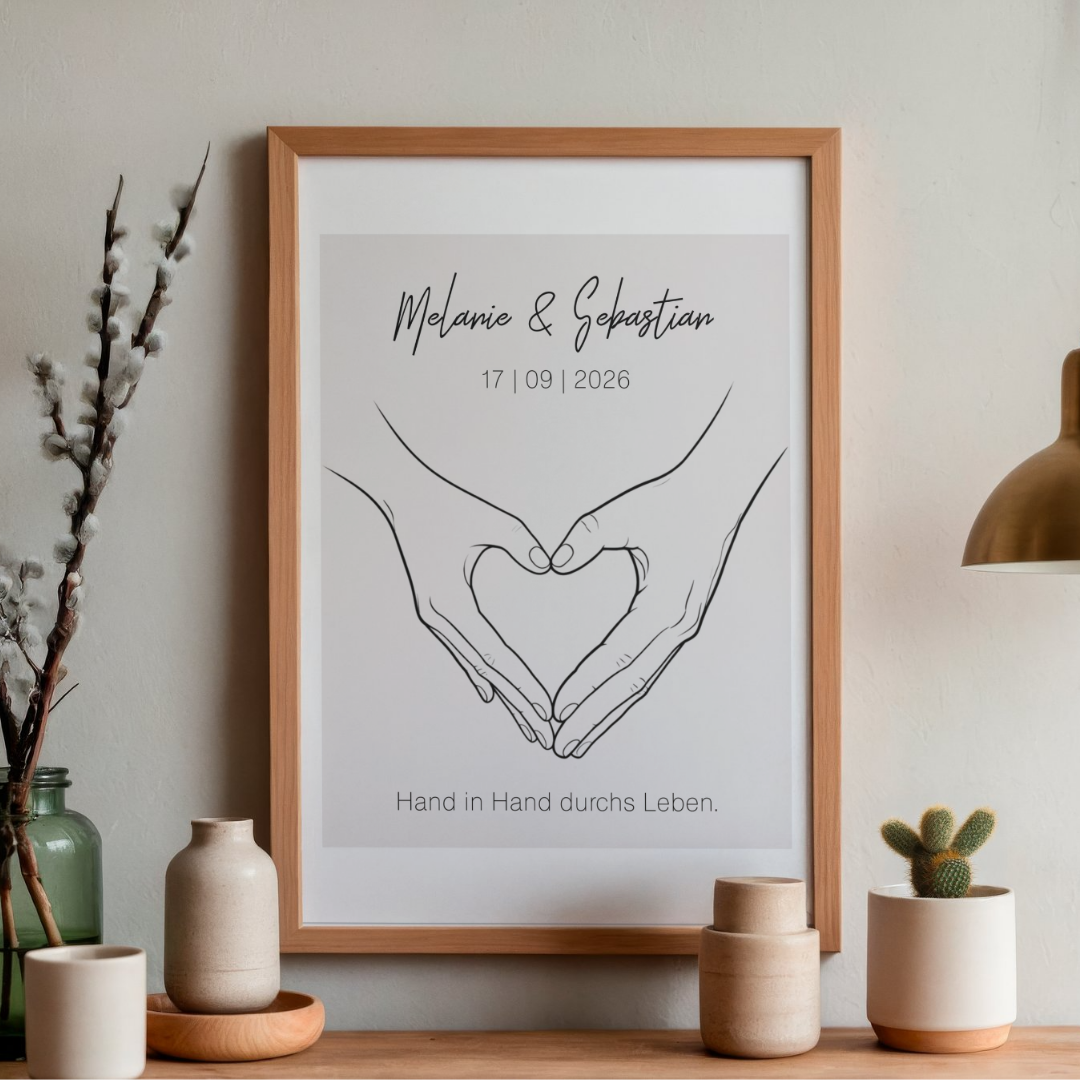 Wandbild Poster personalisiert - Herz Hände