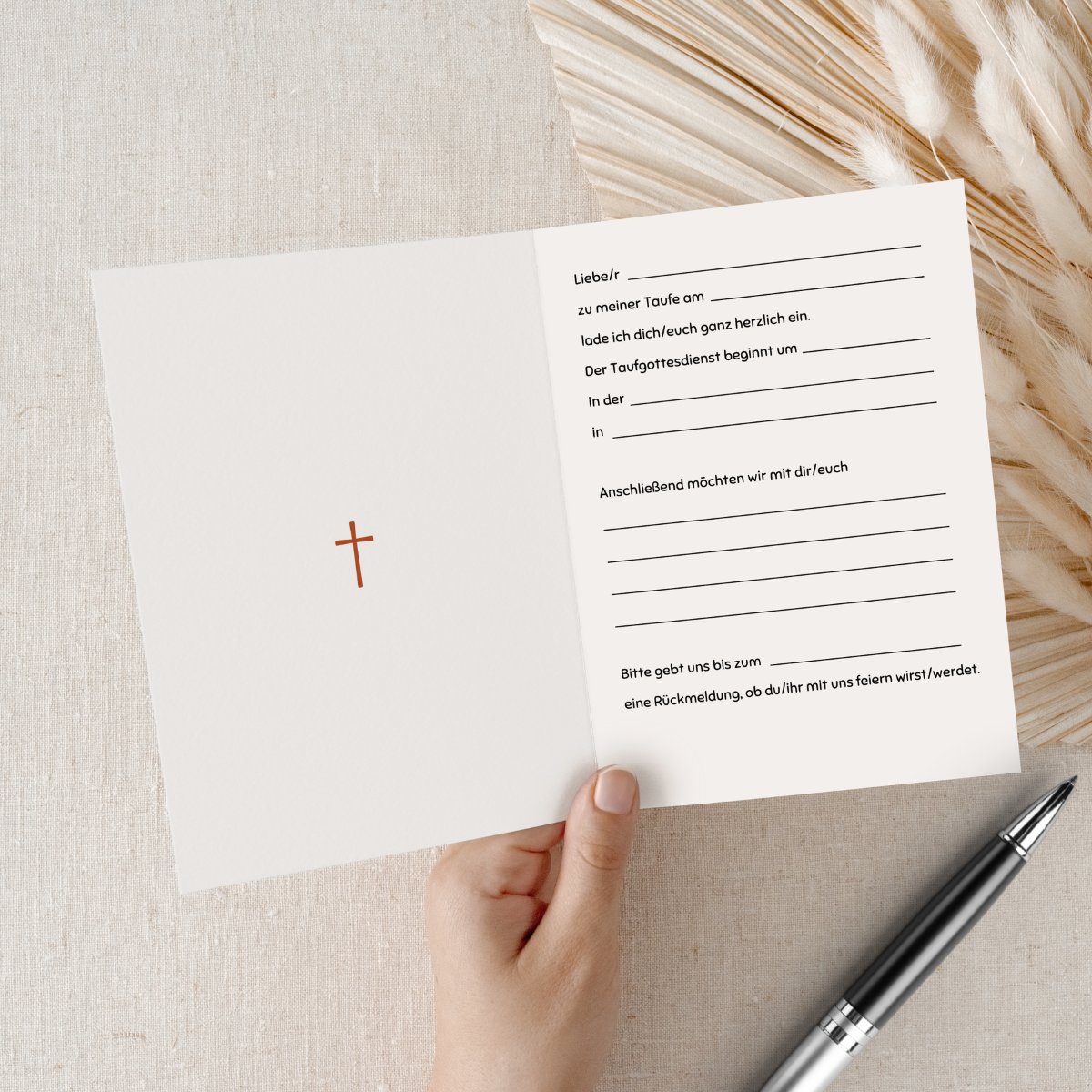 Personalisierte Einladung Taufe Regenbogen Punkte – 10 Stück