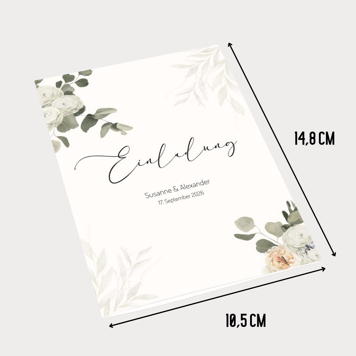 Einladungskarten Hochzeit Eucalyptus personalisierbar - 10 Stück