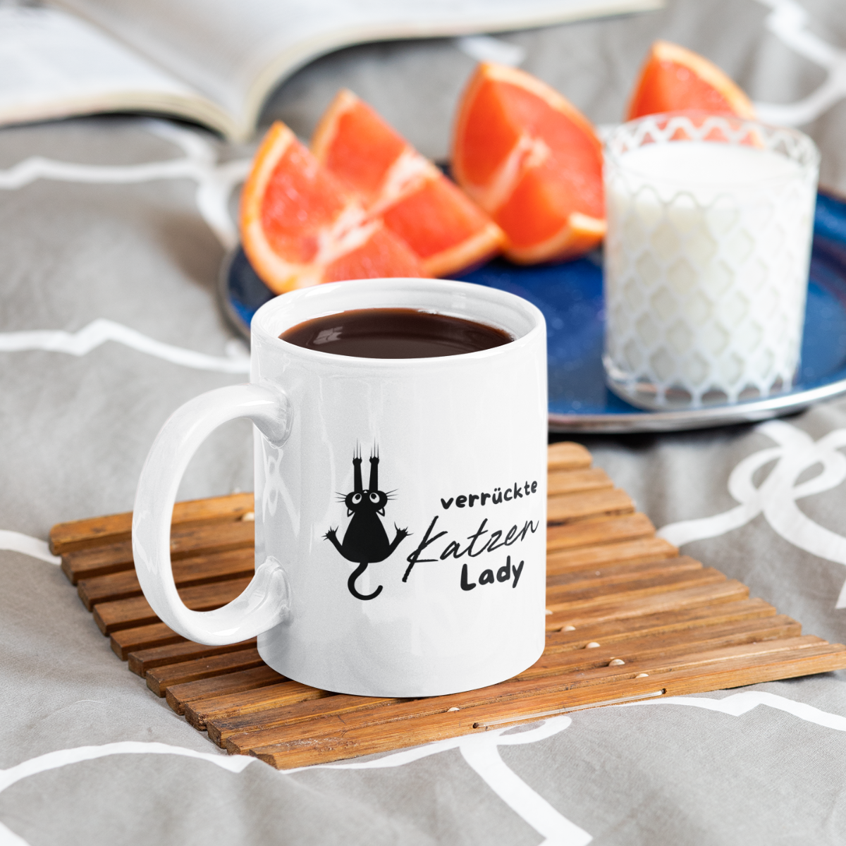 Tasse Verrückte Katzenlady – 4 Farben