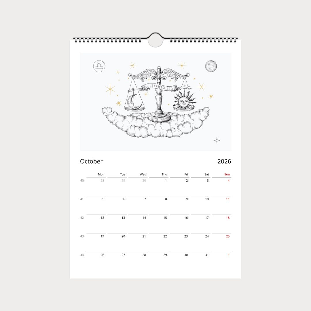 Zodiac Sternzeichen Kalender 2026 (Englisch)