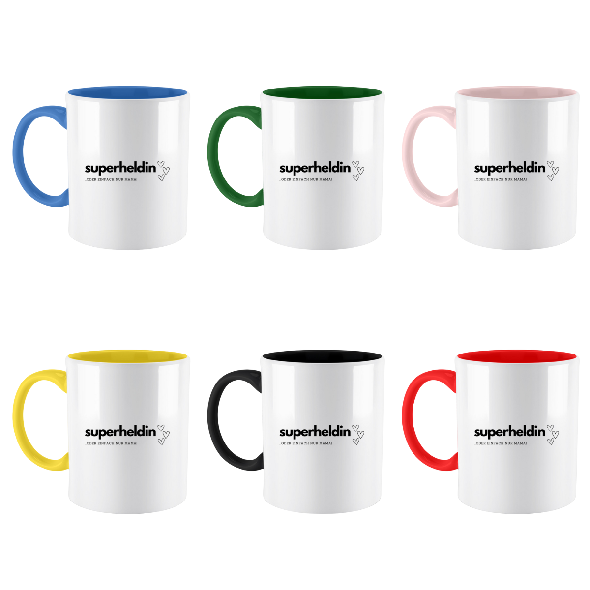Tasse Superheldin Mama - zweifarbig (330ml)