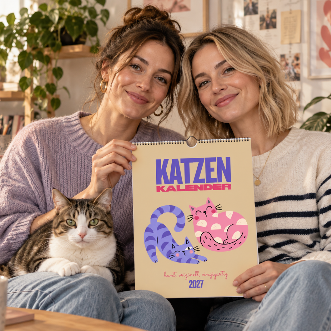 Abstrakter Katzenkalender 2027 Retro Stil