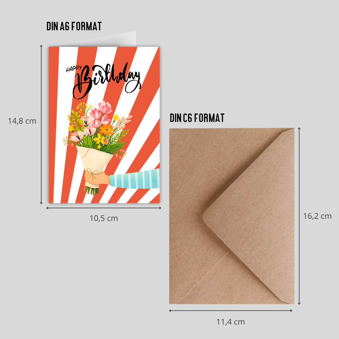 Glückwunschkarten Happy Birthday bunt Set 10 Stück mit Umschlägen