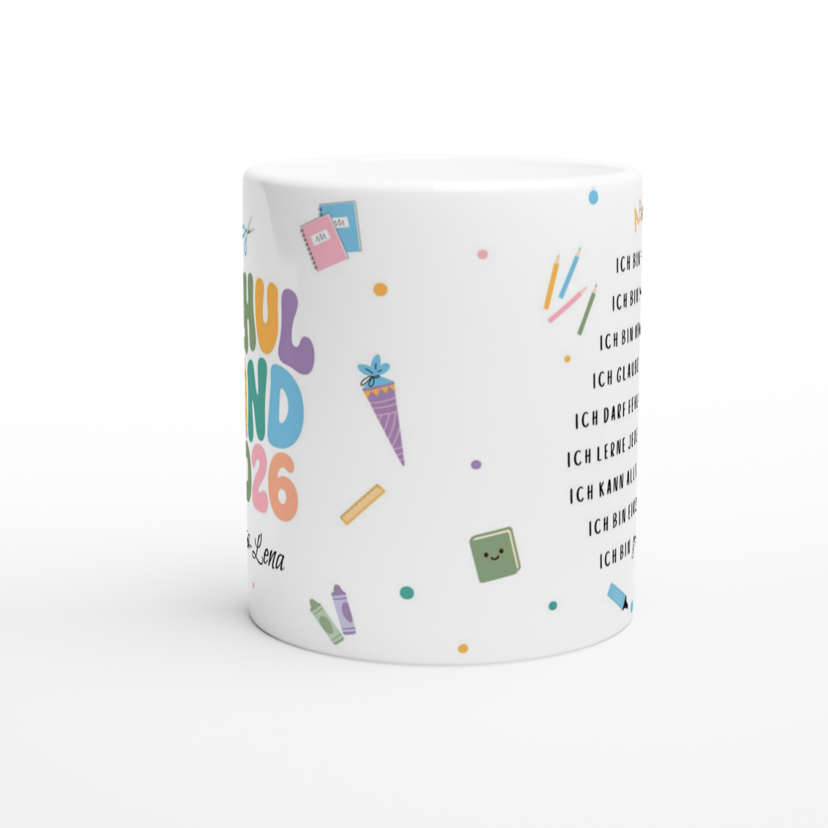 Tasse Schulkind Bunt 2026 mit Namen