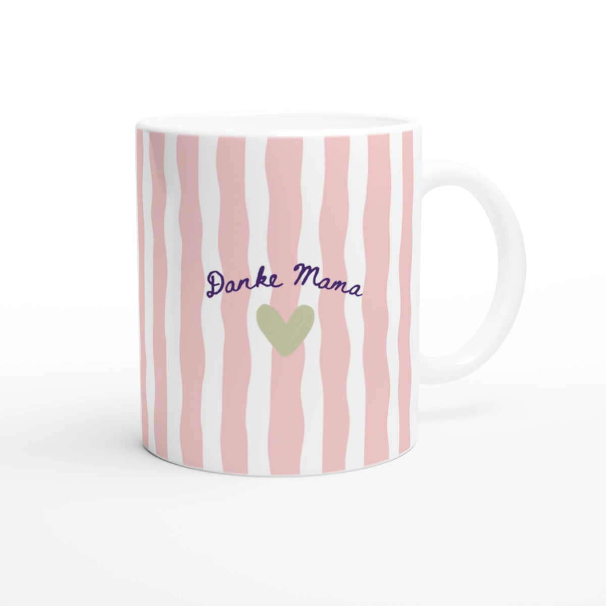 Danke Mama Tasse | Rosa Streifen mit Herz