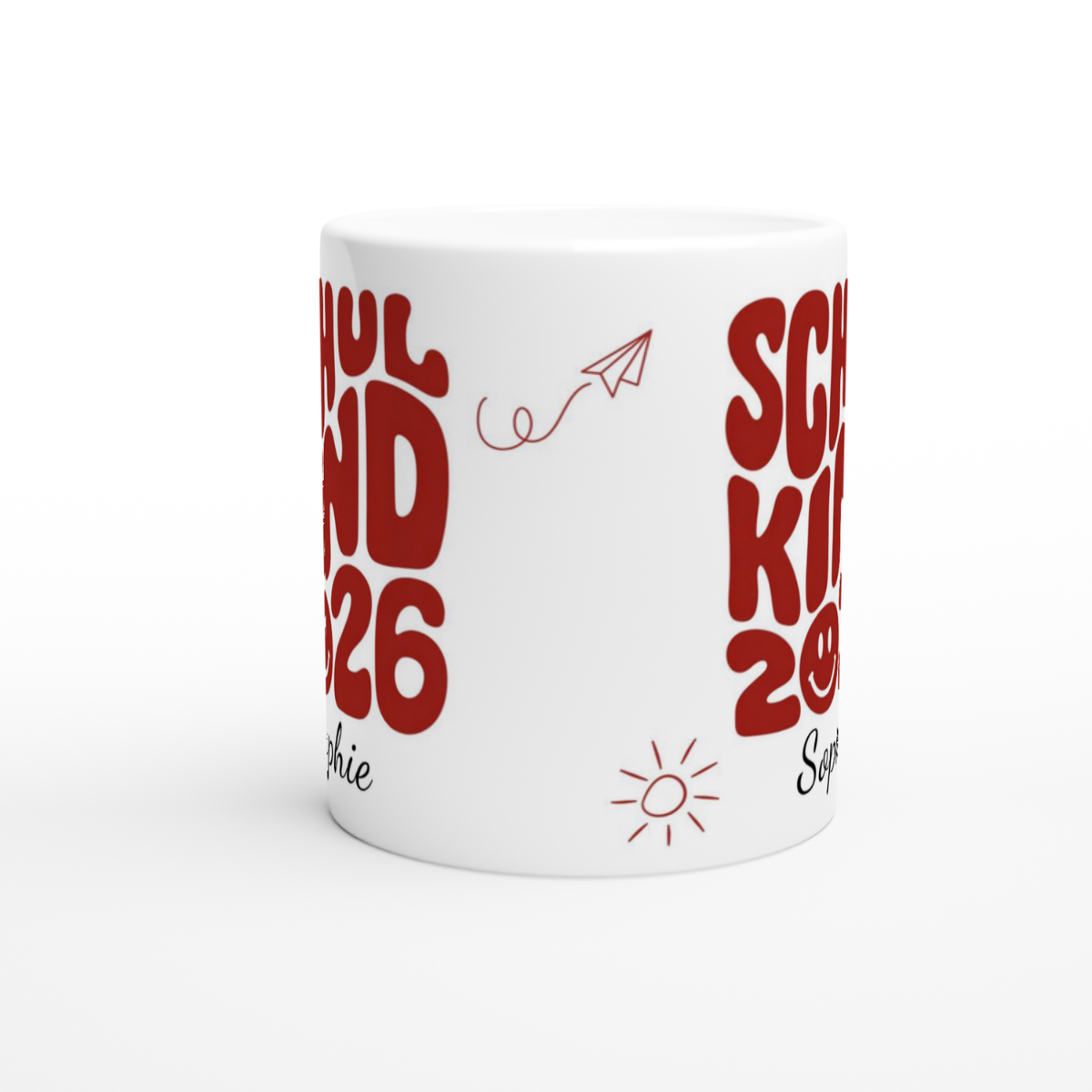 Tasse Schulkind 2026 Rot mit Name
