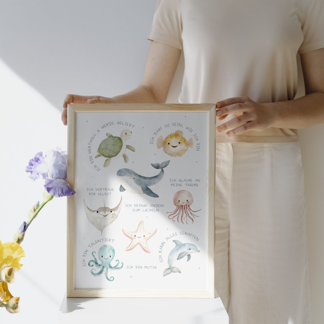 Affirmations Poster Kinder Meerestiere 1-teilig DIN A3