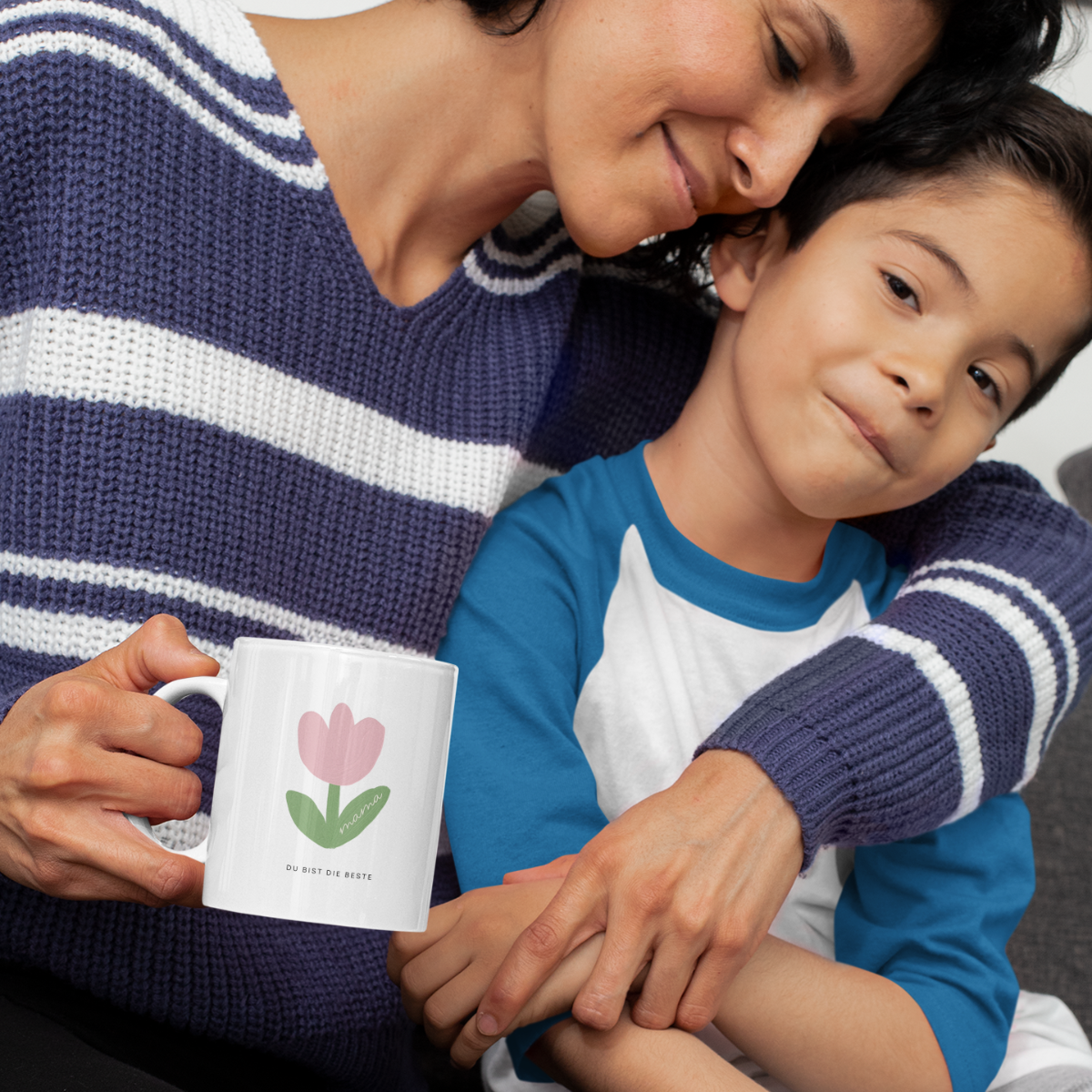 Tasse Mama du bist die Beste Tulpe – 3 Farben