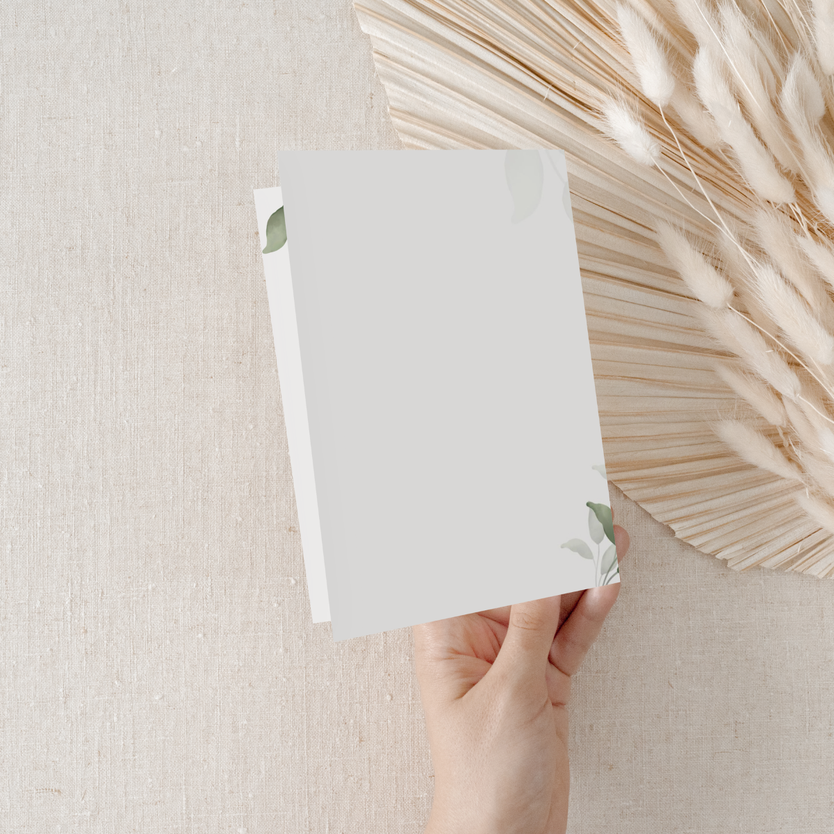 Personalisierte Einladung Taufe mit Eukalyptus-Kranz – 10 Stück