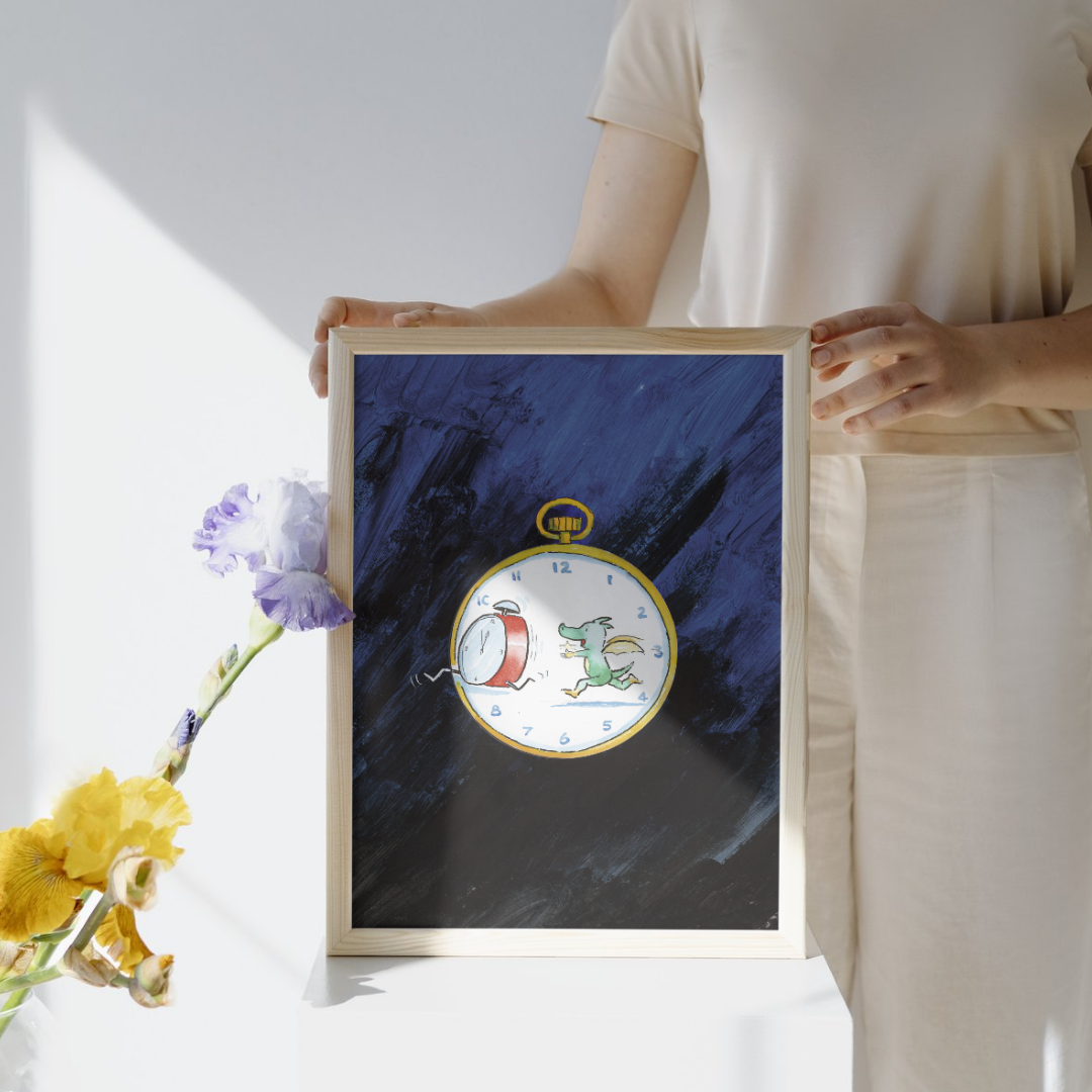 Tabaluga mit der Uhr – Poster für kleine Träumer & Zeitläufer
