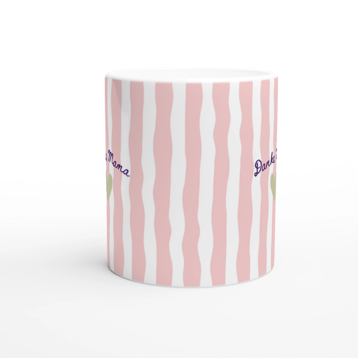 Danke Mama Tasse | Rosa Streifen mit Herz