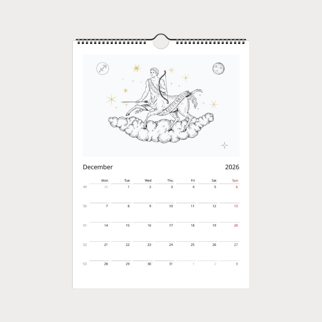 Zodiac Sternzeichen Kalender 2026 (Englisch)