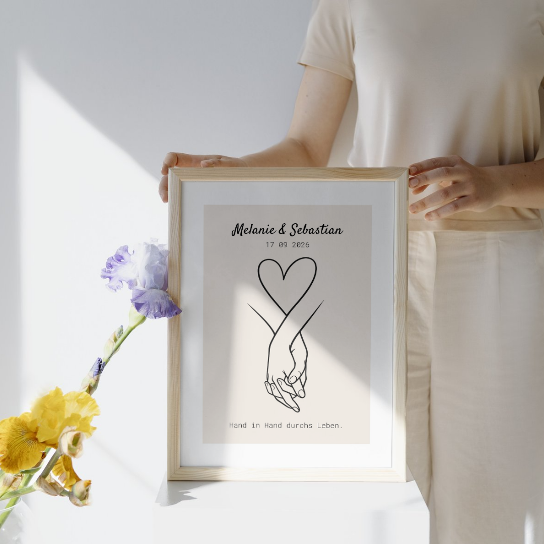 Poster Wandbild personalisiert - Hand in Hand durchs Leben