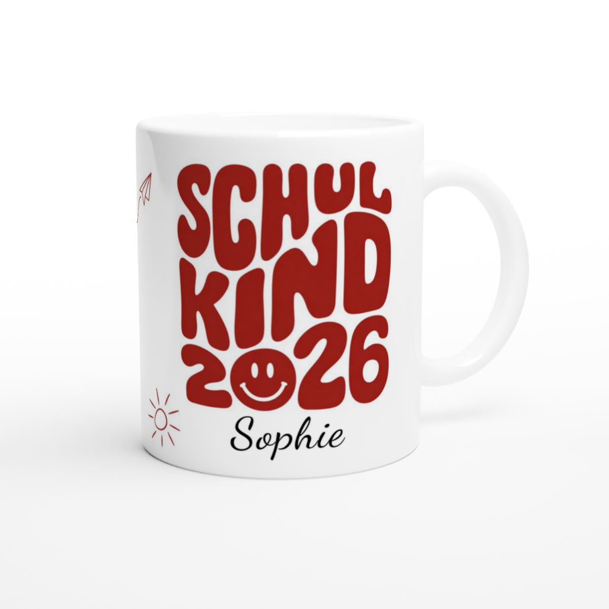 Tasse Schulkind 2026 Rot mit Name