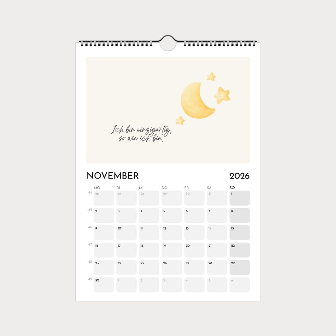 Kinderkalender 2026 | Wandkalender A4 mit kindgerechten Motiven & Sprüchen