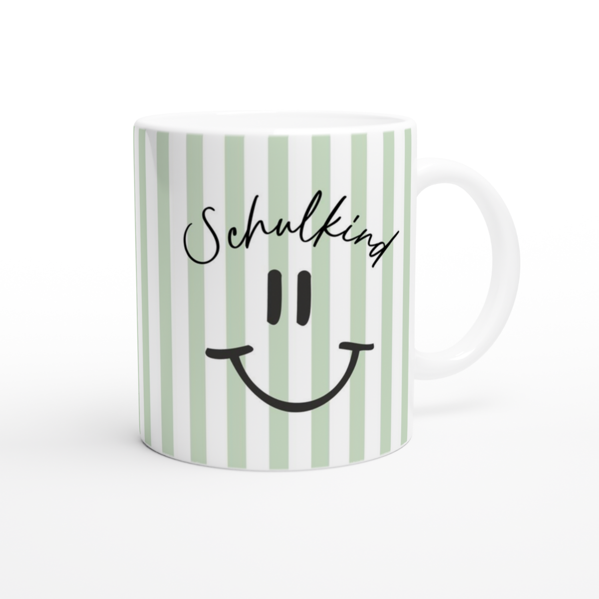 Schulkind Tasse mit Name – Smiley Design