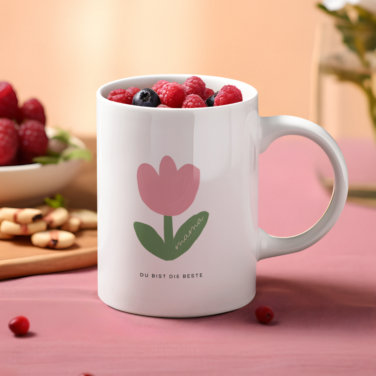 Tasse Mama du bist die Beste Tulpe – 3 Farben