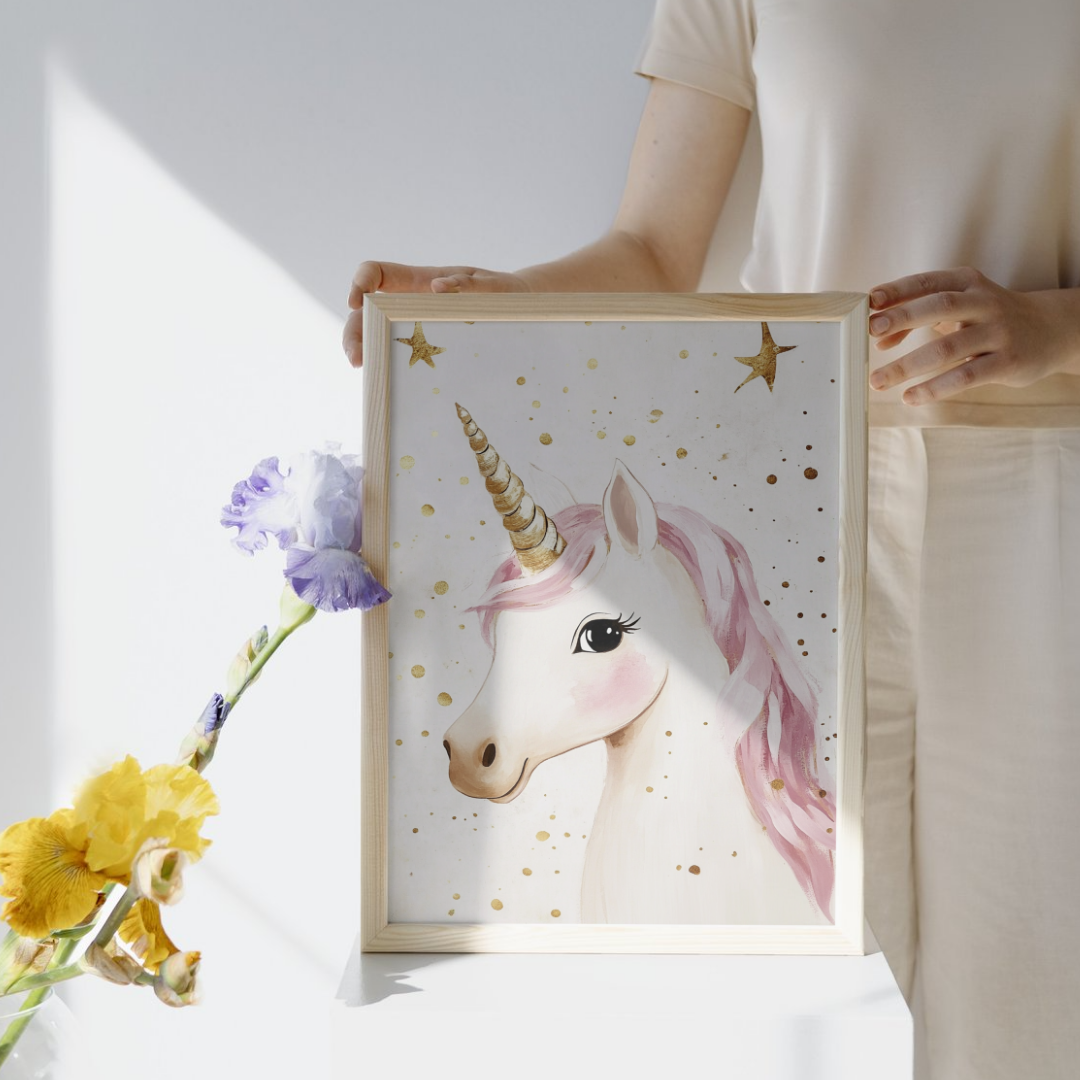 Poster Einhorn Aquarell Kinderzimmer 1-teilig DIN A4-A1