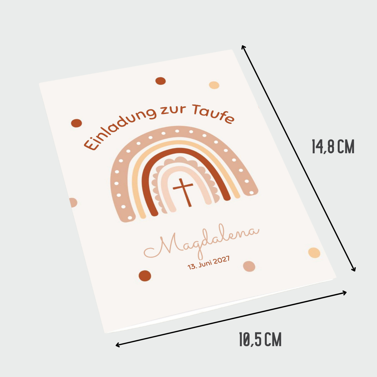 Personalisierte Einladung Taufe Regenbogen Punkte – 10 Stück