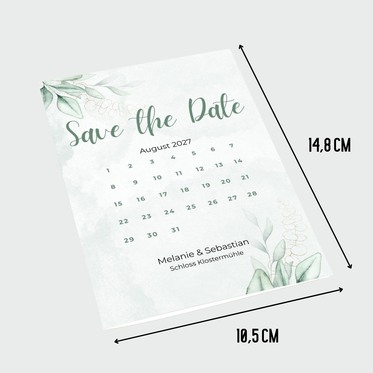 Personalisierte Save the Date Karten Eucalyptus – 10 Stück